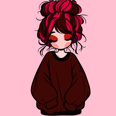 girl with baggy sweatshirt and messy bun
