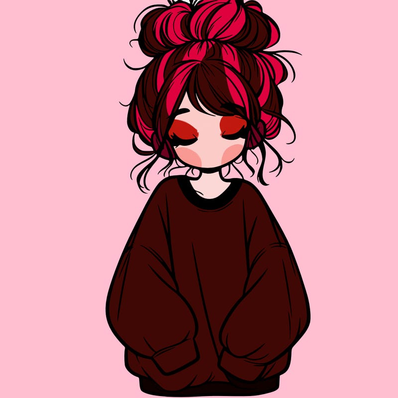 girl with baggy sweatshirt and messy bun