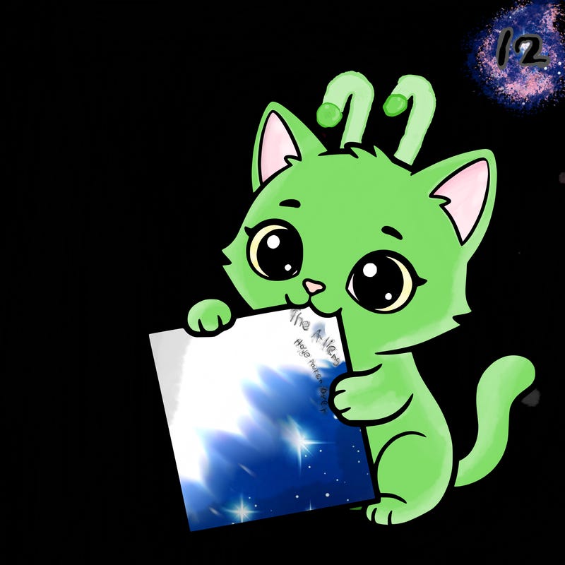 a small cat with a blank sheet of paper in its hand. the cat is sooooooo cute!