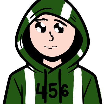 a person with non face waering a hoodie with a 456 symbol