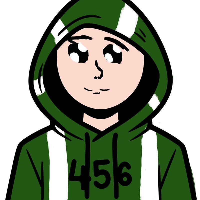 a person with non face waering a hoodie with a 456 symbol