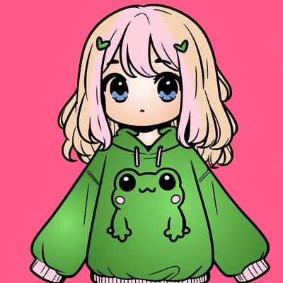girl wearing frogging sweatshirt