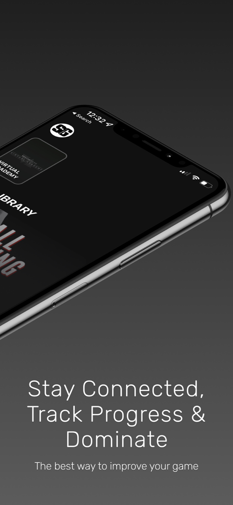 CoachIQ - CoachIQ app screen displaying training library and the tagline Stay Connected Track Progress and Dominate