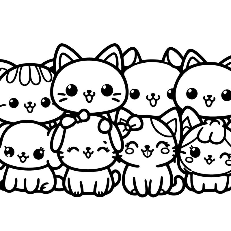 group of kawii cats and dogs