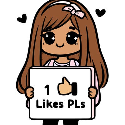 girl holding a sign saying 10 likes pls