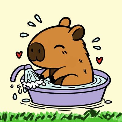 capybara taking a bath