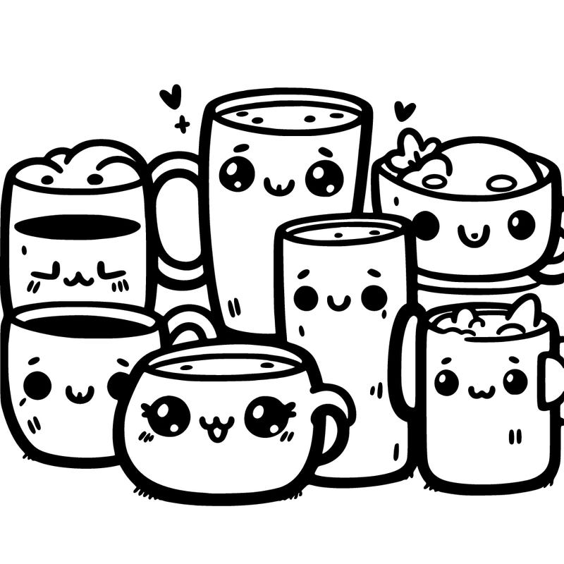 cute cups with faces
