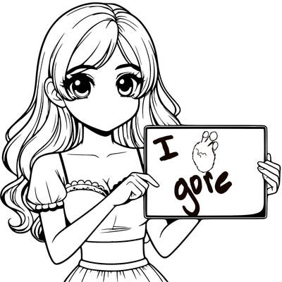 realistic pretty girl holding blank sign