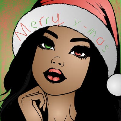 realistic christmas girl with lips