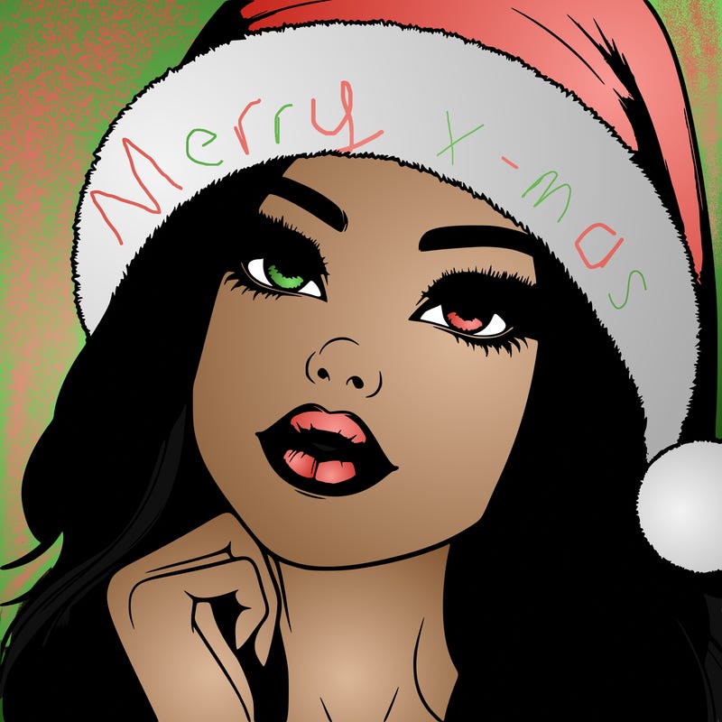 realistic christmas girl with lips