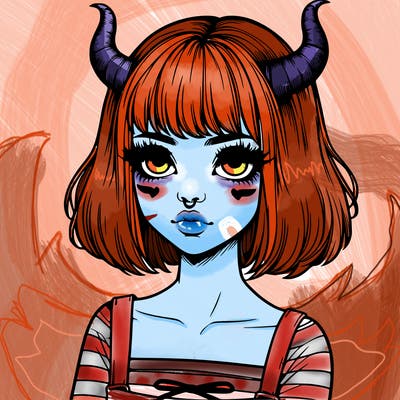 realistic girl with horns