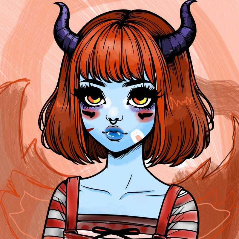 realistic girl with horns