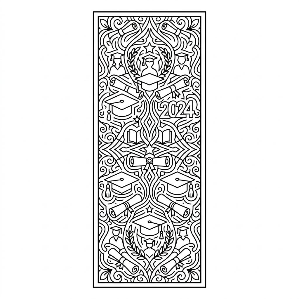 Graduation 2024 Mandala Bookmark Coloring Page — Color Pop