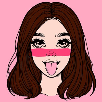 realistic girl with her tongue out