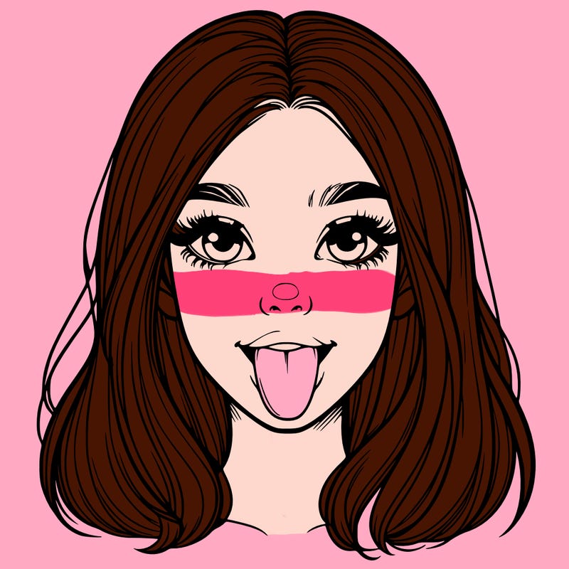 realistic girl with her tongue out