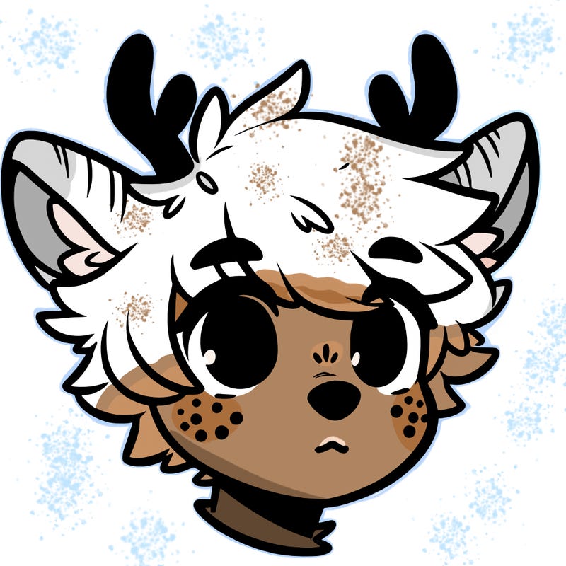 a humanoid deer with soft fluffy ears