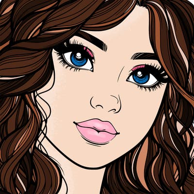 beautiful realistic girl close up to the camera with wavy hair,