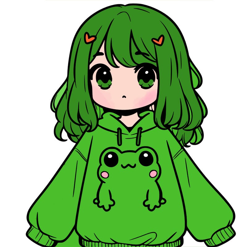 girl wearing frogging sweatshirt