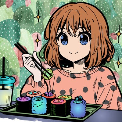 manga girl who loves sushi