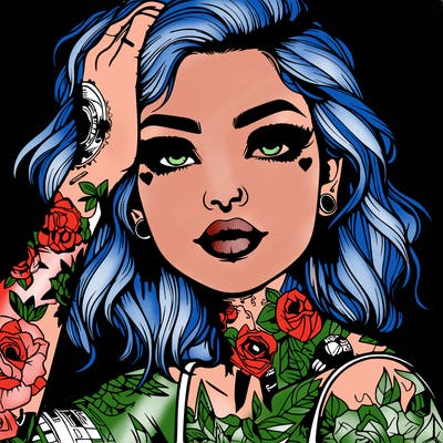 realistic girl with tattoos all over