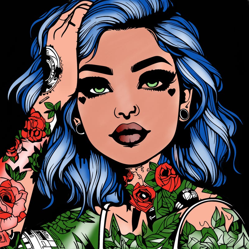 realistic girl with tattoos all over