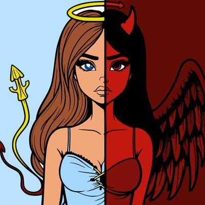 devil vs angel realistic girl