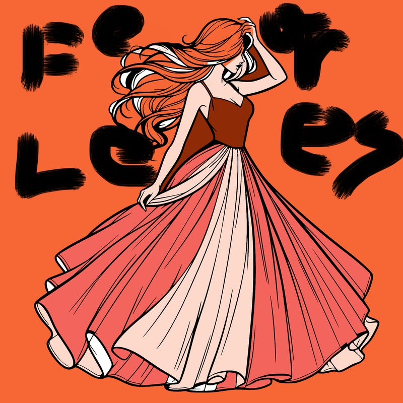 realistic woman with dress flowing in the wind