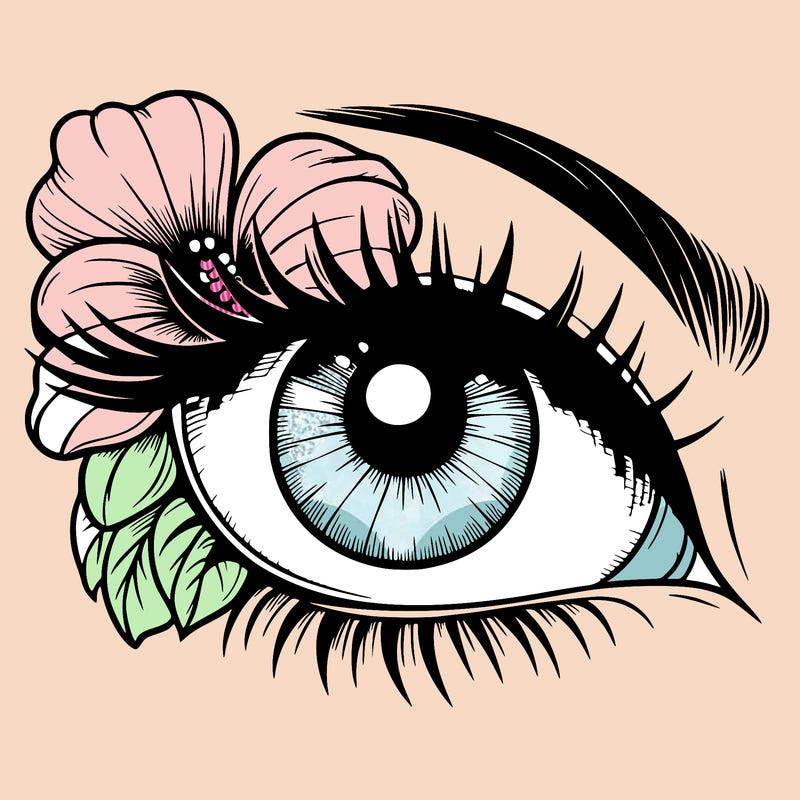 realistic eye with flower