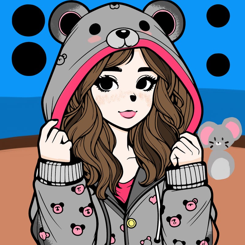 realistic girl in a animal pjs hoodie