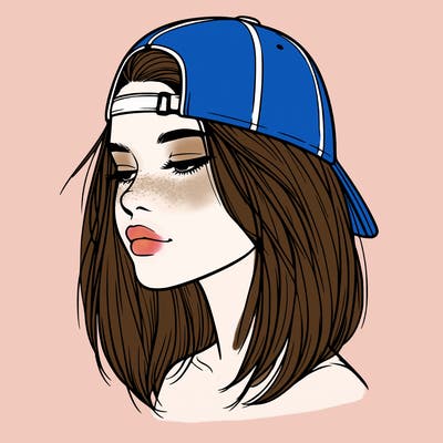 realistic  girl with a backwards hat