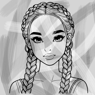 realistic girl with braids