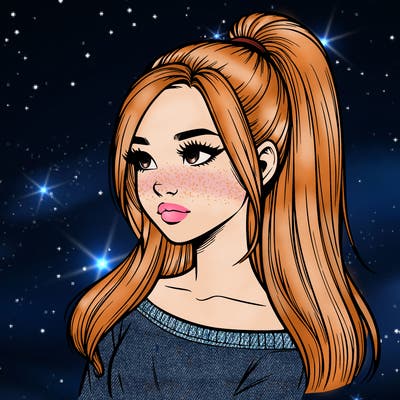 realistic girl with a high ponytail