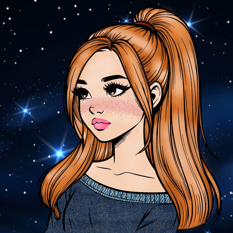 realistic girl with a high ponytail