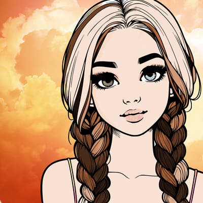 realistic girl with braids