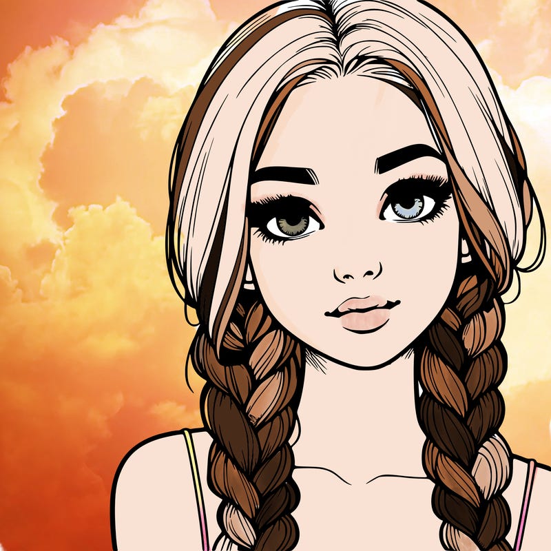 realistic girl with braids