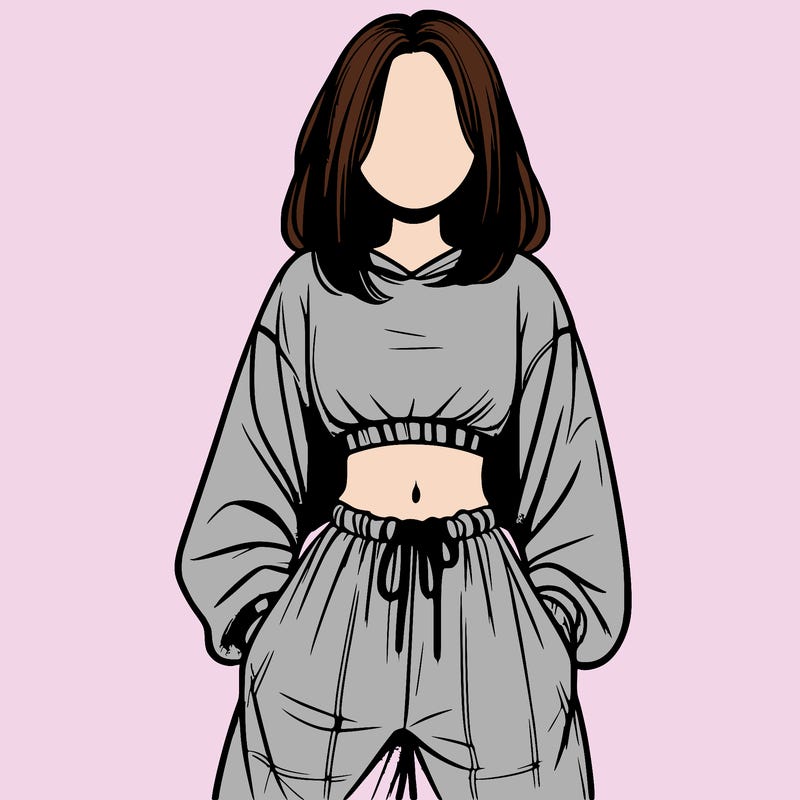 realistic girl faceless with baggy pants and a crop top