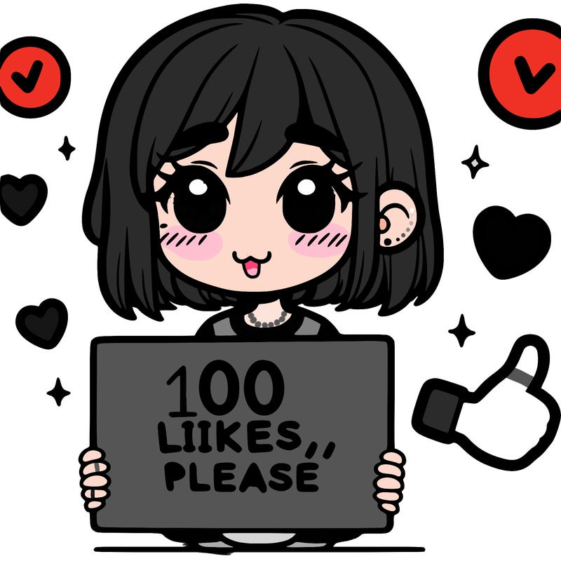 a girl with a sign saying 100 likes, please