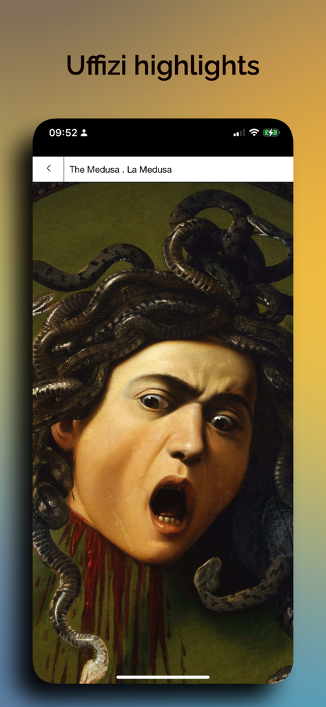 Audio Guide Uffizi Gallery - Caravaggio Medusa painting highlight in the Uffizi Gallery audio guide app