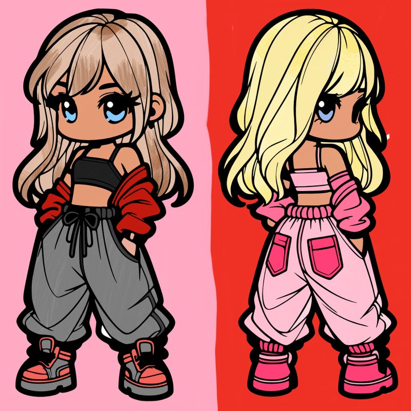 girl in crop top and baggy pants