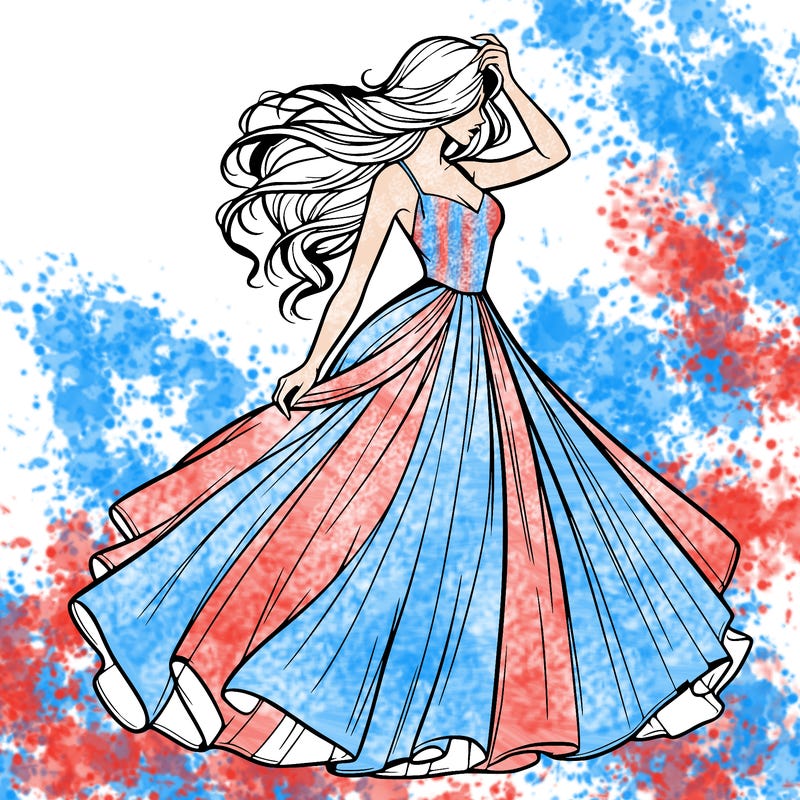 realistic woman with dress flowing in the wind