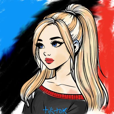 realistic girl with a high ponytail