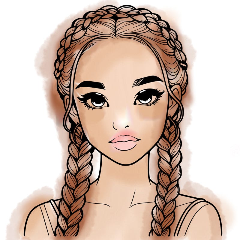 realistic girl with braids