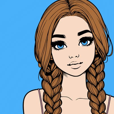realistic girl with braids