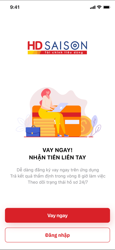 HD Saison - HD Saison mobile app screen for quick consumer loan registration in Vietnam