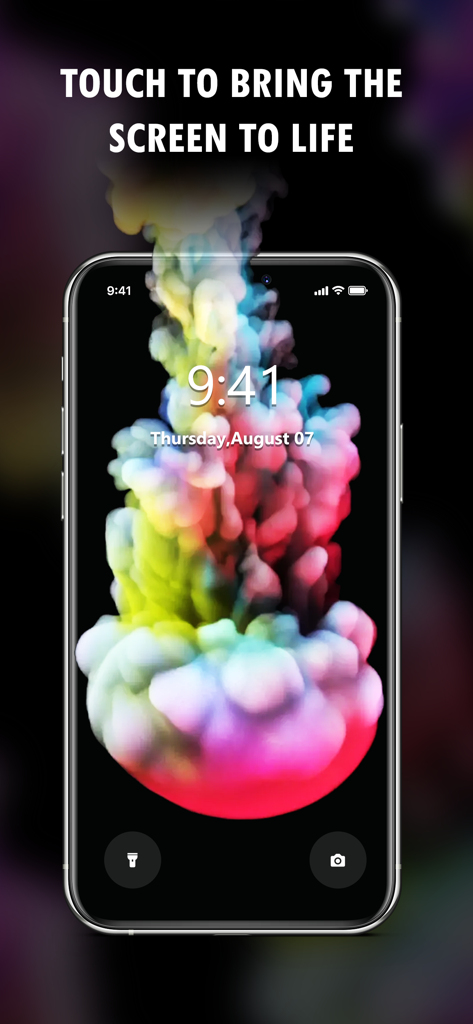 Un fondo de pantalla animado 4K abstracto de humo multicolor y vibrante mostrado en un iPhone