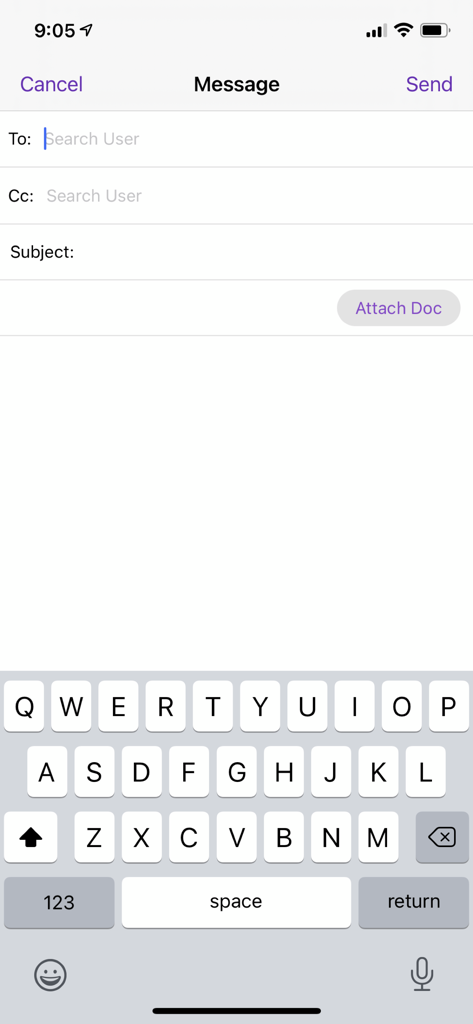 Secure messaging interface in the Althea Health app for communicating with medical providers and attaching documents.