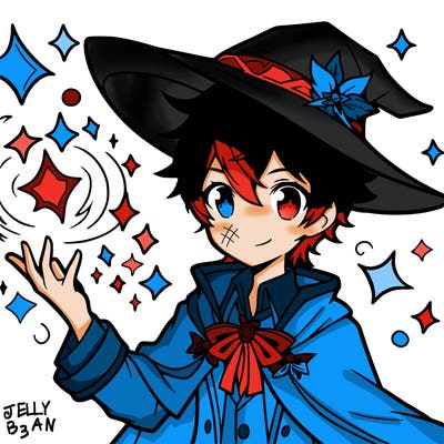 anime boy with magic