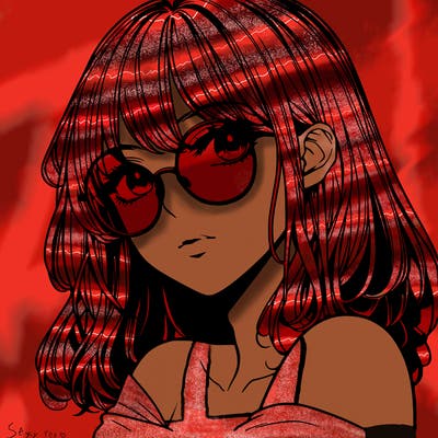 manga woman character with glasses and nice lips