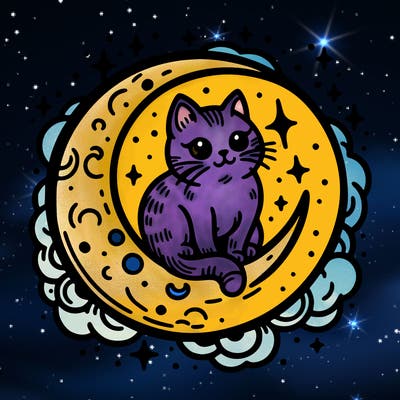 cat on the moon tattoo