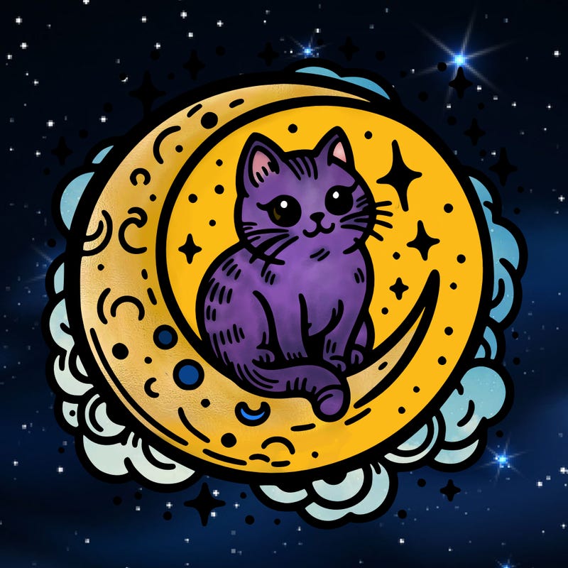 cat on the moon tattoo